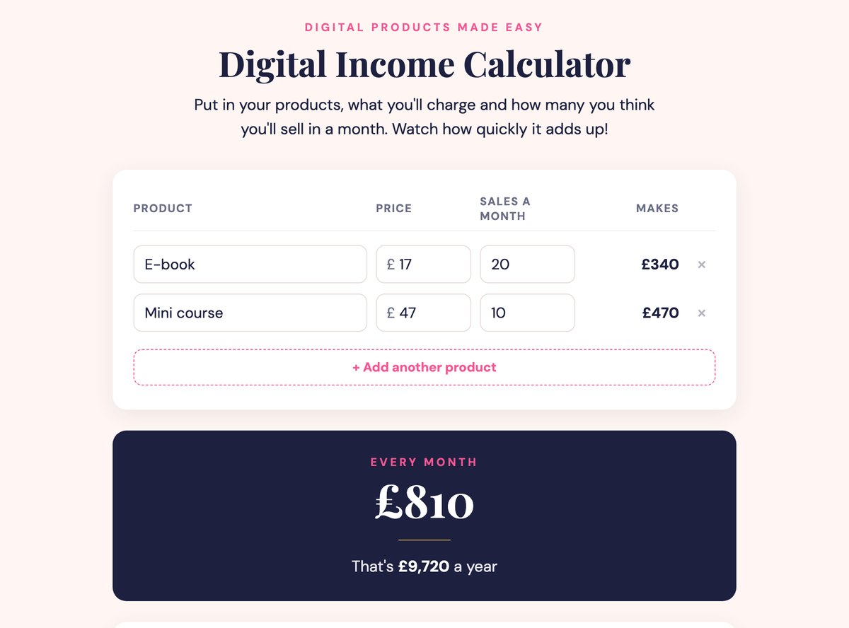 An income calculator for my website